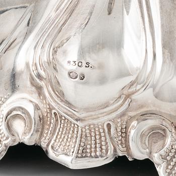 Ljusstakar, ett par, silver, barockstil, svensk importstämpel, 1900-tal.