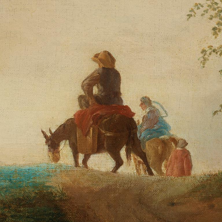 Philips Wouwerman Hans krets, Rastande figurer och hästar utanför värdshus.