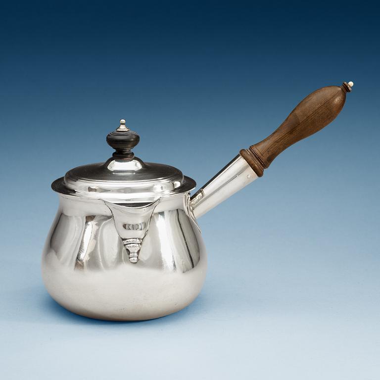 An English 18th century silver brandy-pan, probably of William Burch, London 1794.