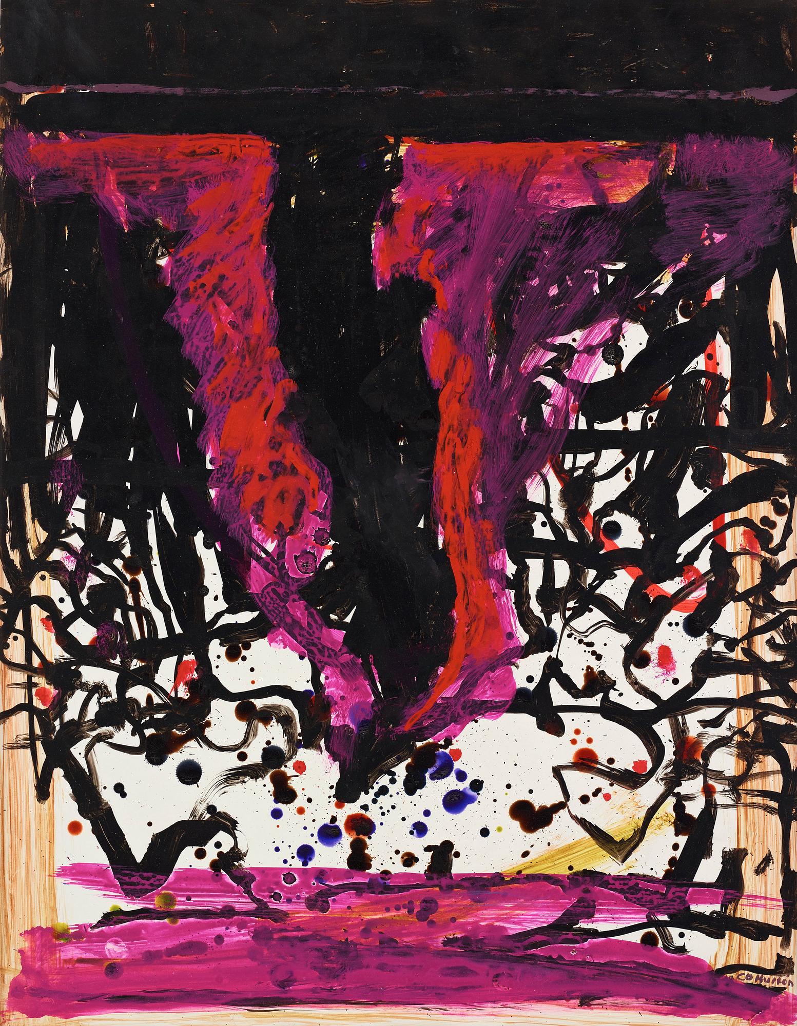 CO Hultén, gouache på papper, signerad och utförd på 1950-talet.