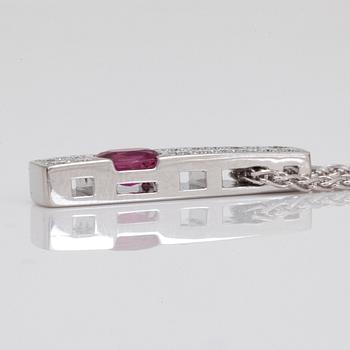 HÄNGE med rubin 1.08ct samt briljantslipade diamanter totalt ca 0.45ct.