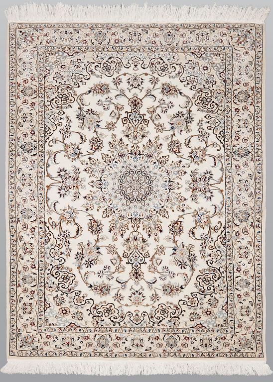 A part silk Nain rug, so called 6LAA, ca 155 x 105 cm.