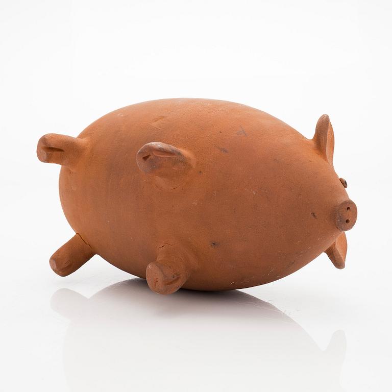 Marita Lybeck, a red clay sculpture / piggy bank, unsigned.