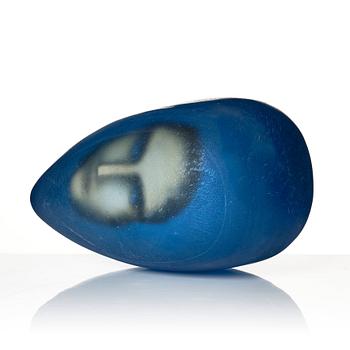 Bertil Vallien, a unique sand cast glass sculpture, 'Resting head', Kosta Boda, Sweden.