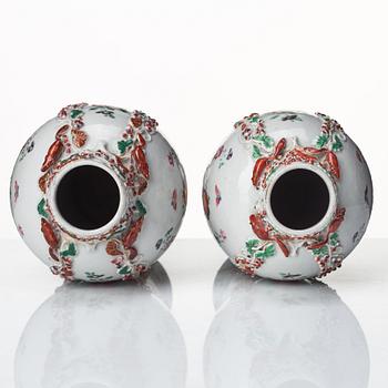 A pair of famille rose vases, Qing dynasty, Qianlong (1736-95).