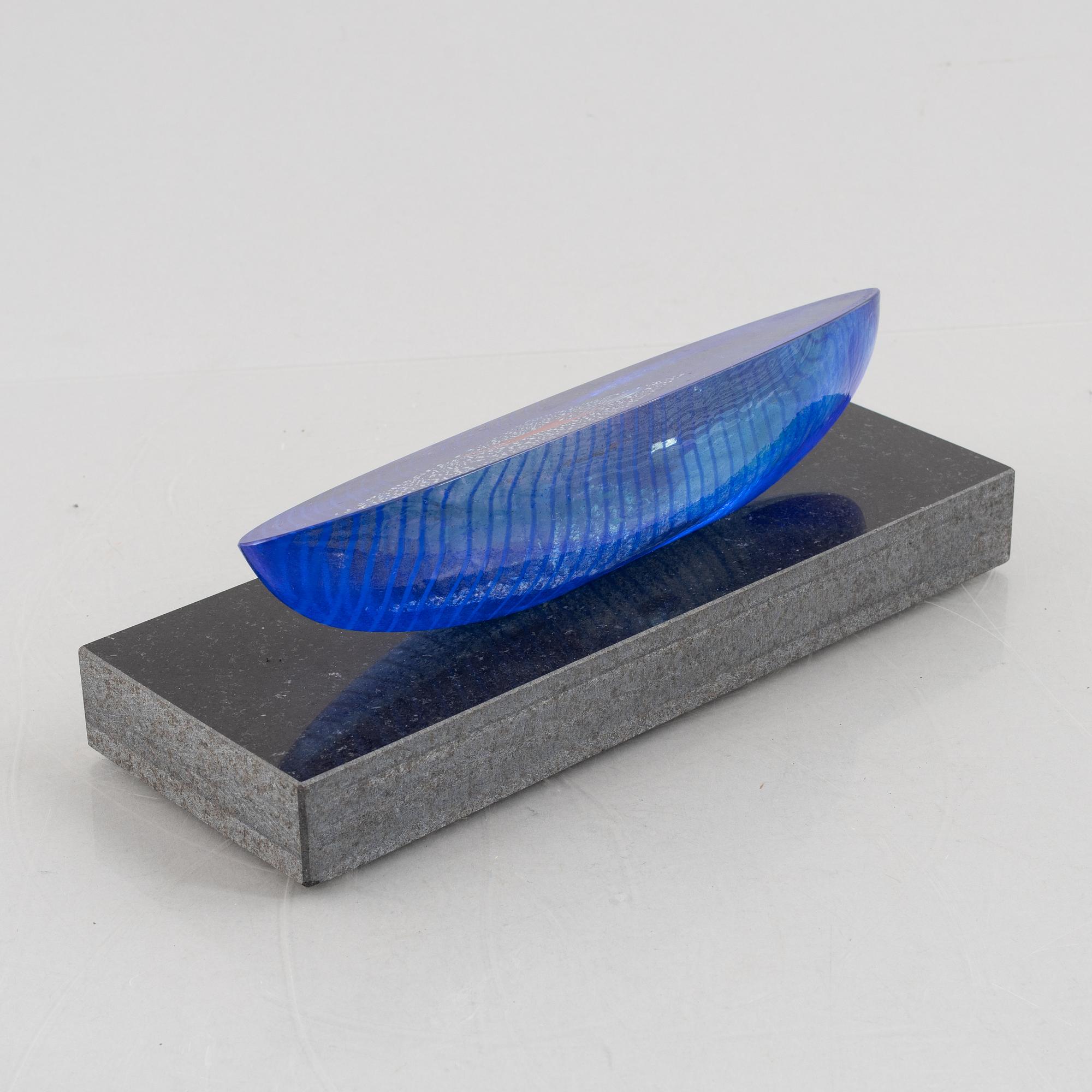 Bertil Vallien, a boat sculpture, Kosta Boda, Sweden, numbered and signed.