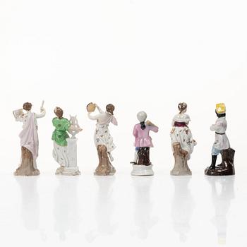 A group of six German porcelain figures, 20th century.