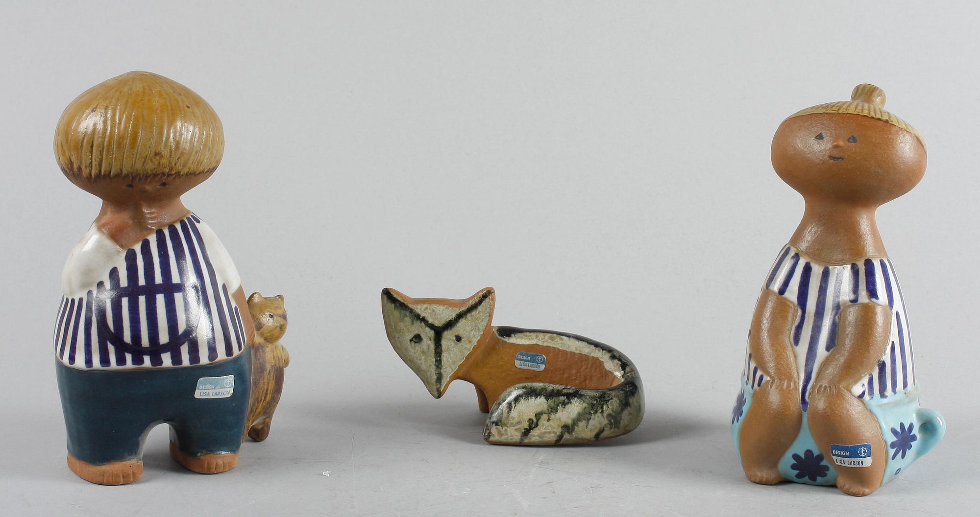 FIGURIN, 3 st. Stengods, Lisa Larson Gustavsberg.