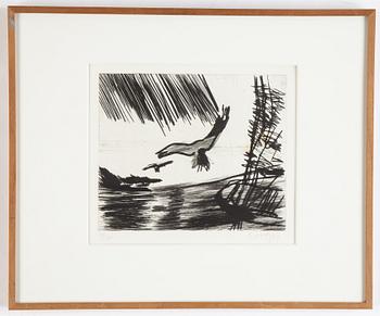 Ulf Trotzig, drypoint etching, 1981, signed 10/70.