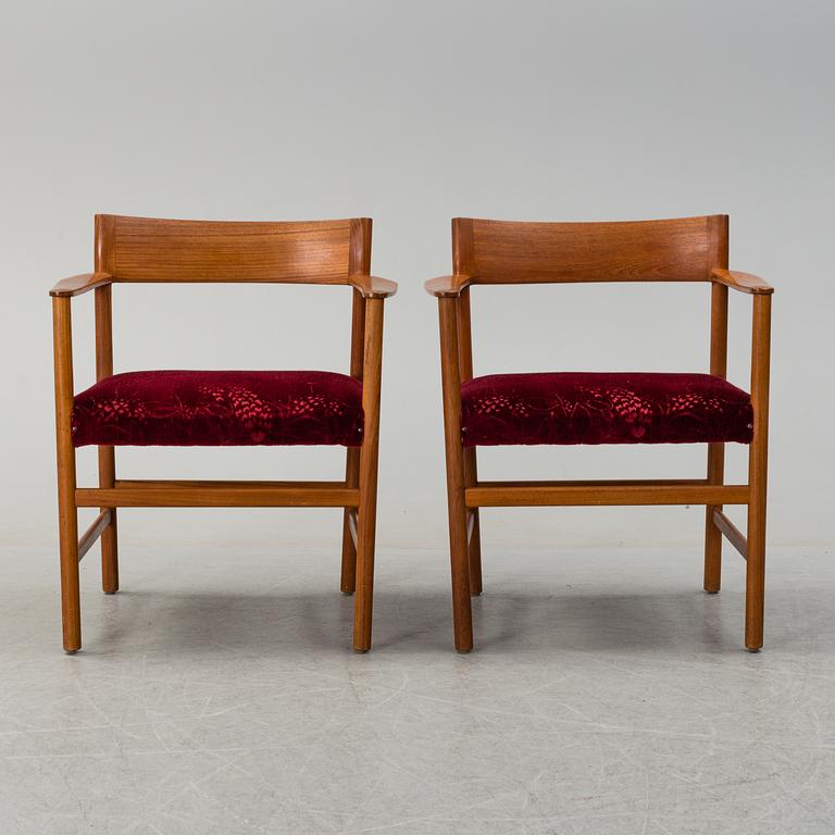 Two 1960's  teak model 10, armchairs by Arne Halvorsen for L Jacosen.