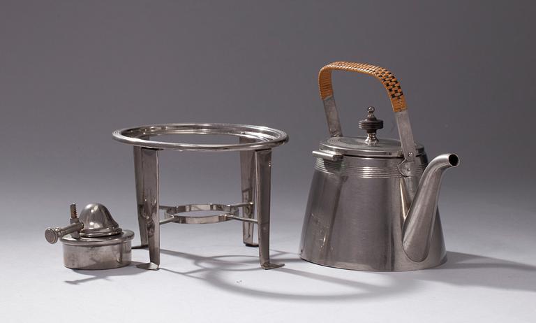 TEKANNA på RECHAUD, förnicklad mässnig, WMF, Tyskland,  1900-talets  början.