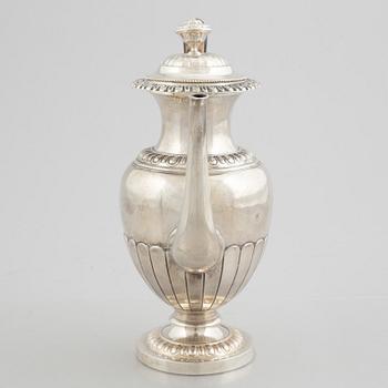 A Swedish Empire silver coffee pot, mark of Gustaf Möllenborg, Stockholm 1838.