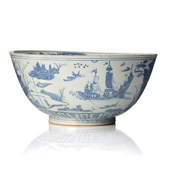 861. A large blue and white bowl, Ming dynasty (1368-1644).