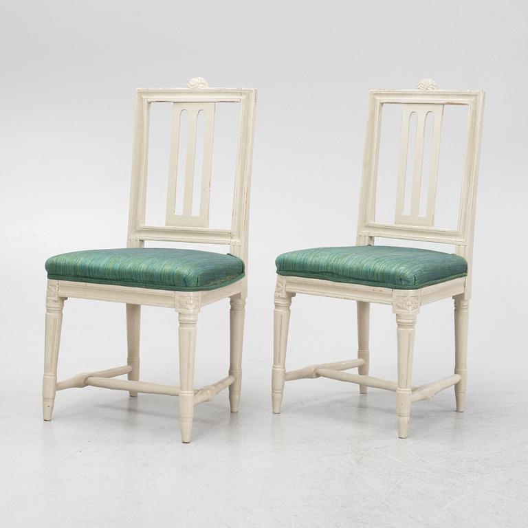 Stolar, sju stycken, Gustavianska Lindomearbeten, 1700-talets slut.