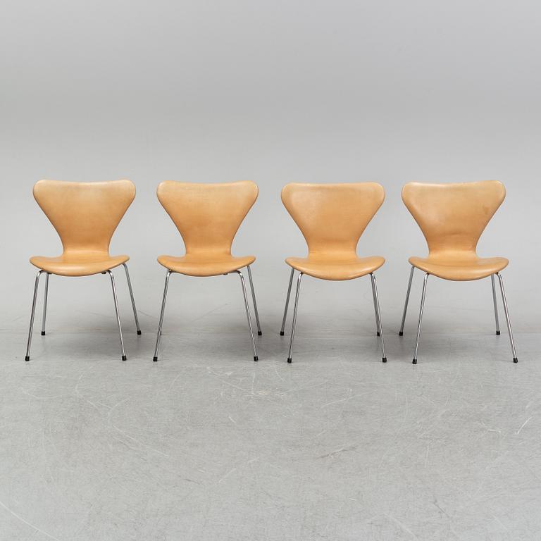 A set of four leather 'Series 7' chairs, Fritz Hansen, Denmark.