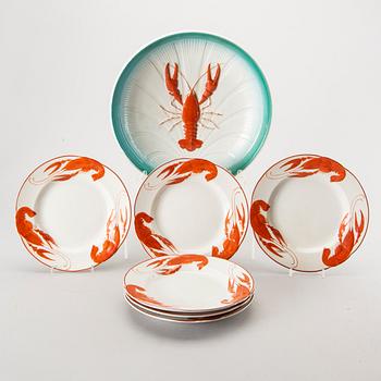 A set of 7 pieces of crayfish service. Early/first half of the 20th century.