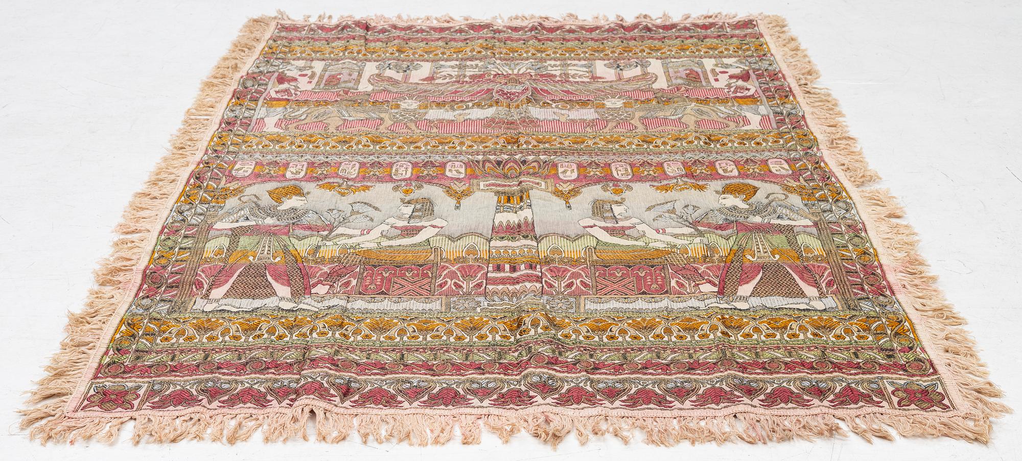 Wall hanging, Egyptian style, jacquard woven around 1900, approx. 185 x 120 cm.