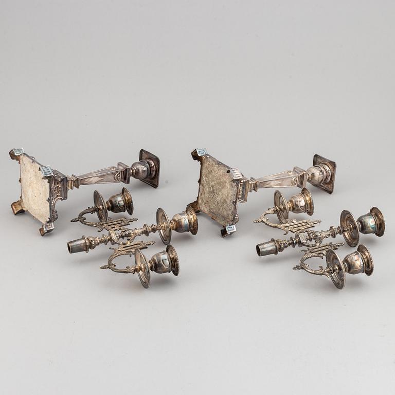 A pair of silver plated candelabras, early 20th century.