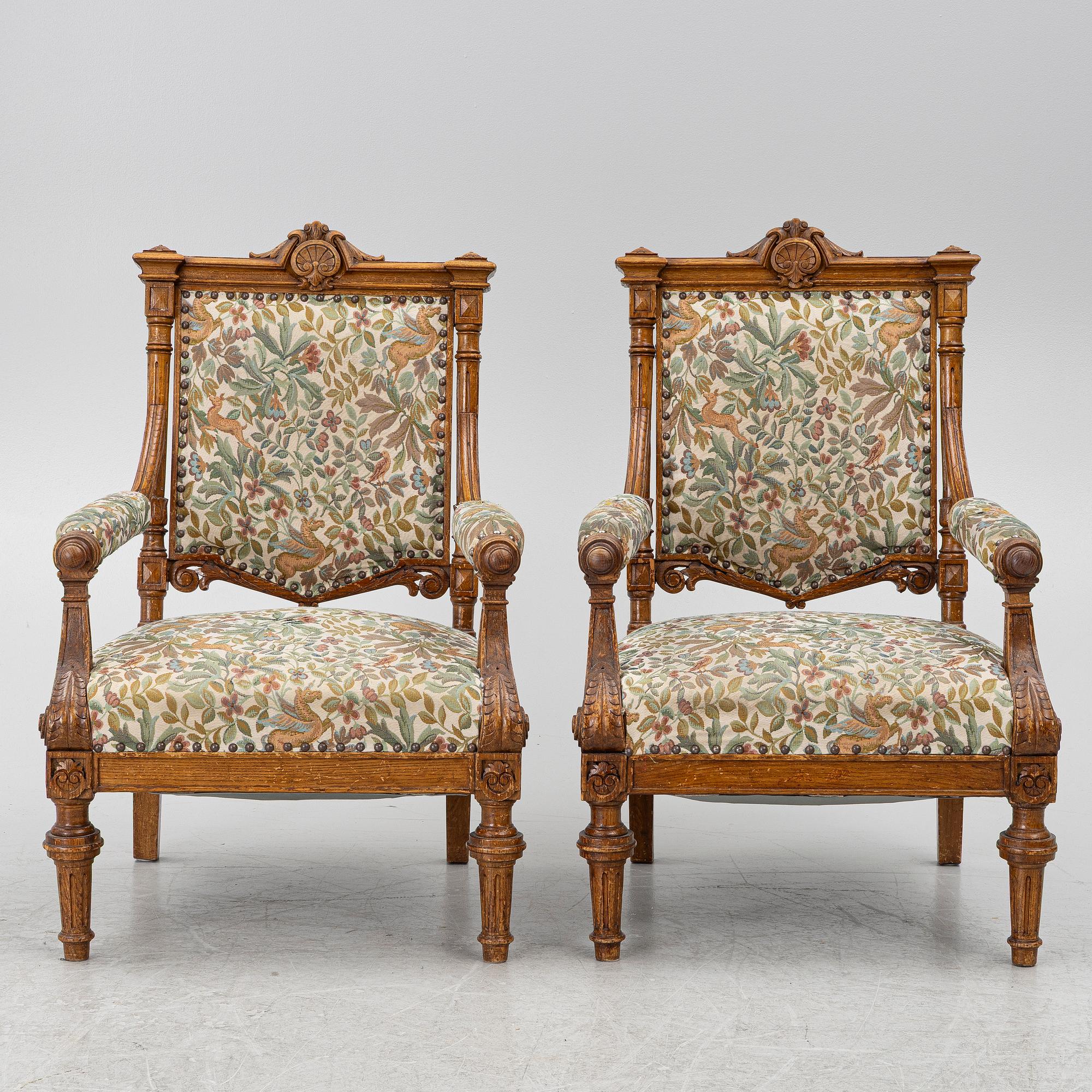 A pair of armchairs, circa 1900.