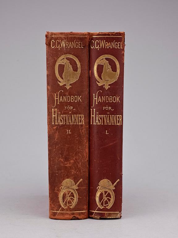 BOK, 2 vol, "Handbok för Hästvänner" av CG Wrangel, Stockholm 1887.