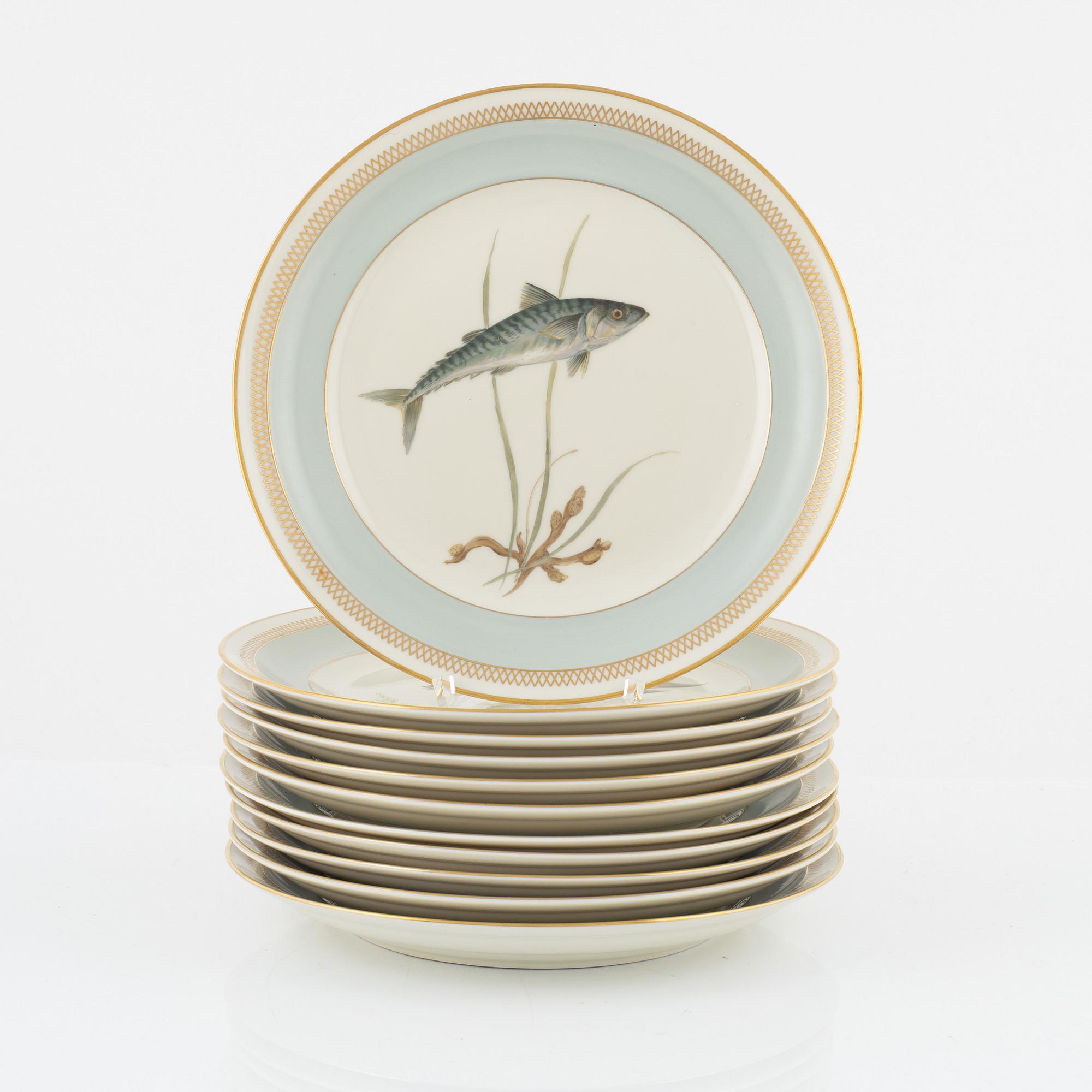 Royal Copenhagen, tallrikar, 11 st, porslin, "Fauna Danica".