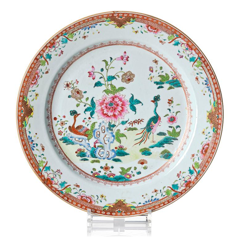 A double peacock serving dish, Qing dynasty, Qianlong (1736-95).