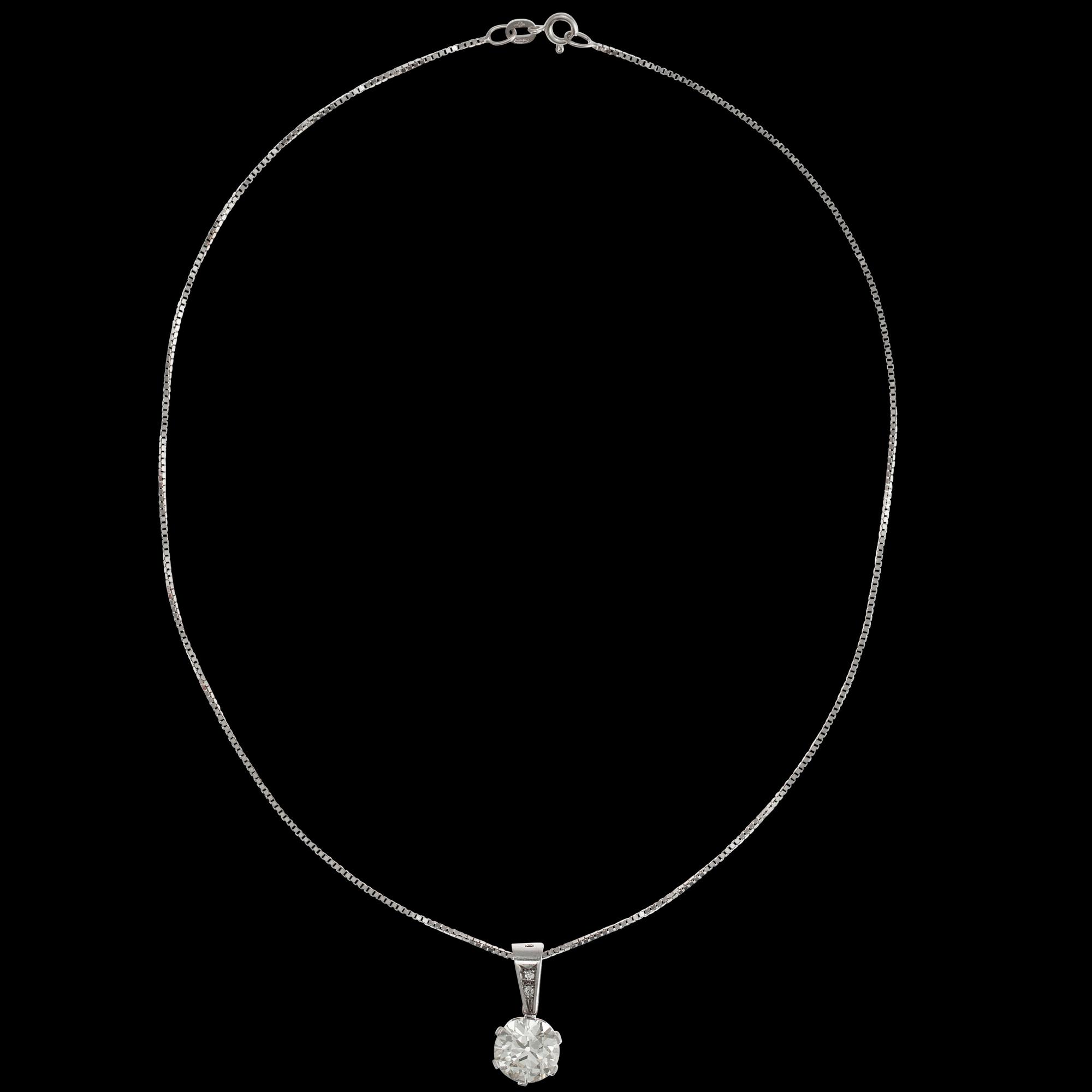 HÄNGE, 18K vitguld. Antikslipad diamant ca 3.1 ct. J/vs
Intyg SJL.