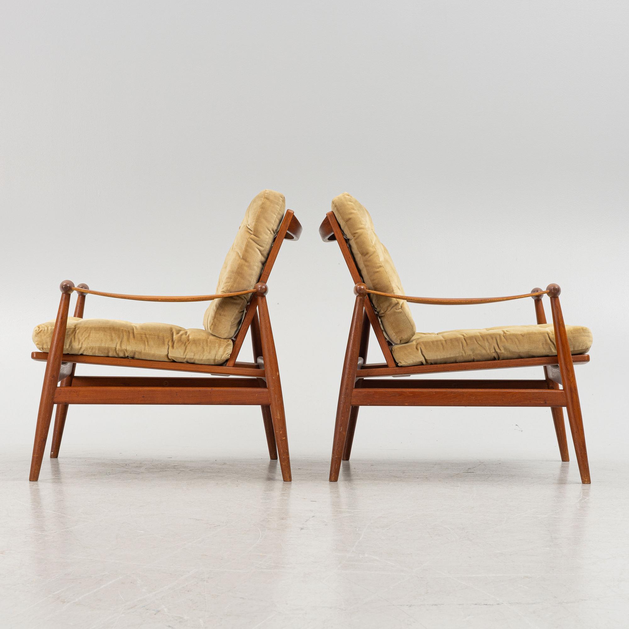 Finn Juhl, armchairs, a pair, "Spadestolen" / "Model 133", France & Daverkosen, Denmark, 1950s.