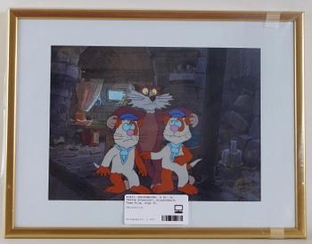 ORIGINALCEL, 4 st, ur "Pelle Svanslös", blandteknik, Team Film, sign SL.