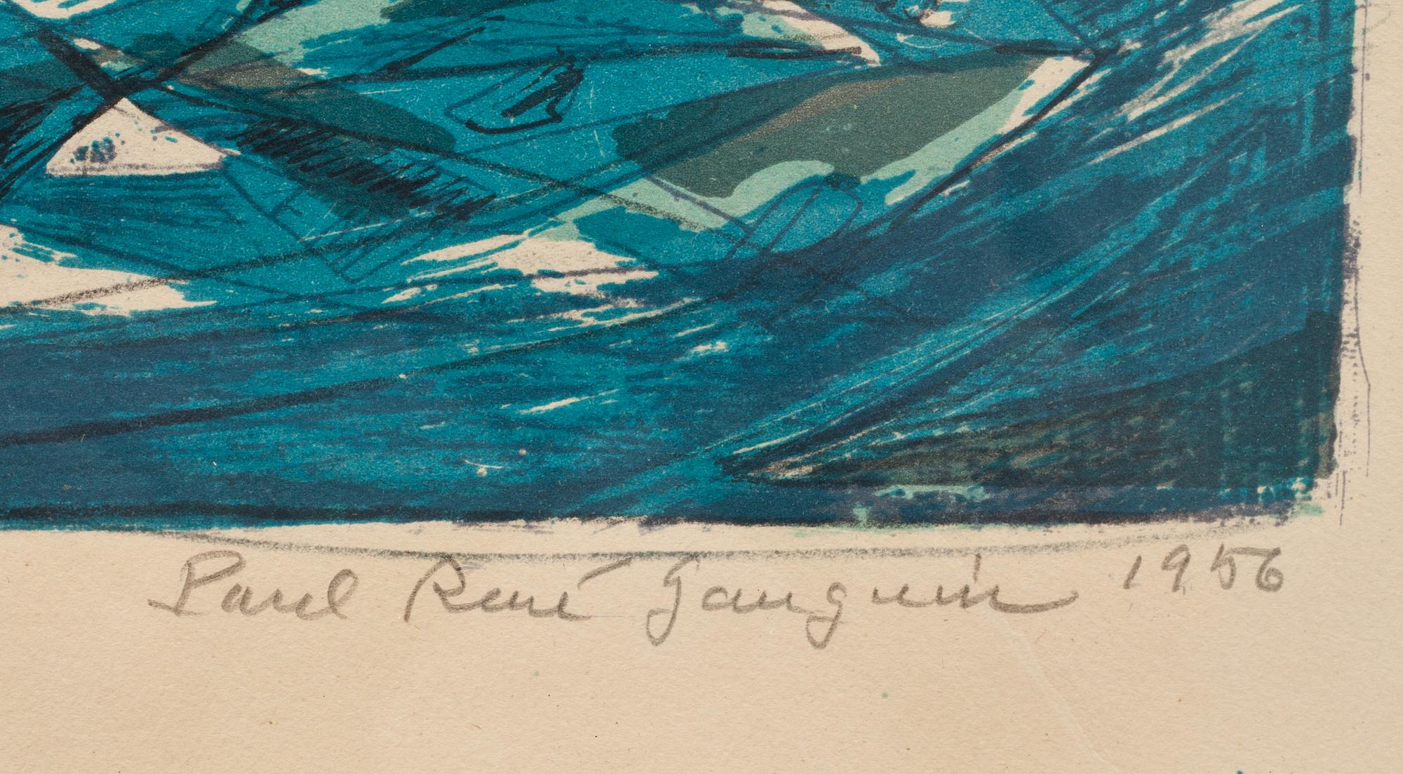PAUL RENÉ GAUGUIN, färglitografi, signerad, daterad 1956 och numrerad 173/310.