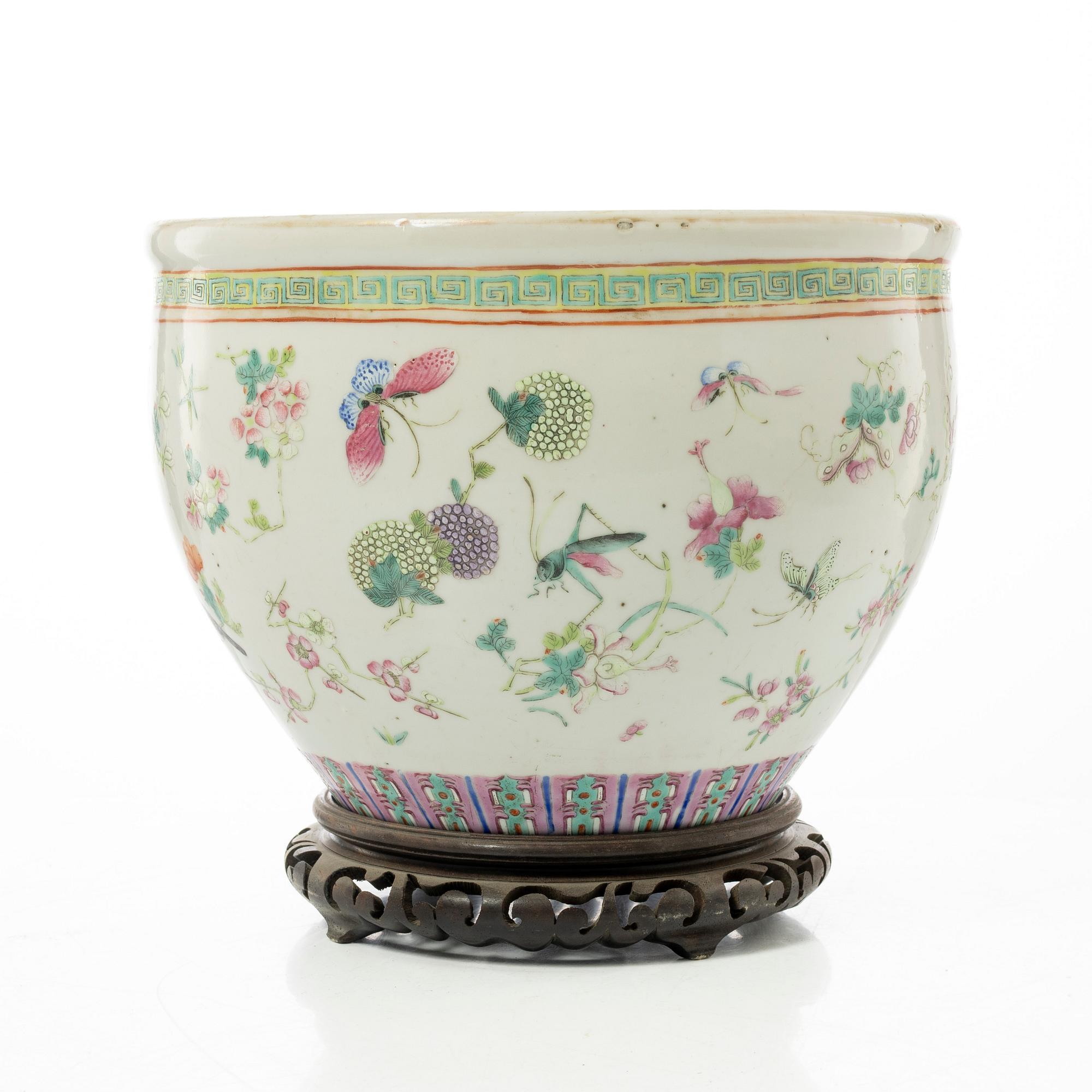 Ytterfoder/fiskbassäng, porslin, Kina, sen Qingdynasti.