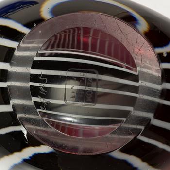 Ingeborg Lundin, bowl, graal, Orrefors, and Vicke Lindstrand, vase, "Zebra", Kosta.