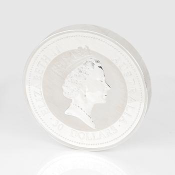 SILVERMYNT, 30 dollars, Elizabeth II, Australien, 1996. Vikt 1 kg.