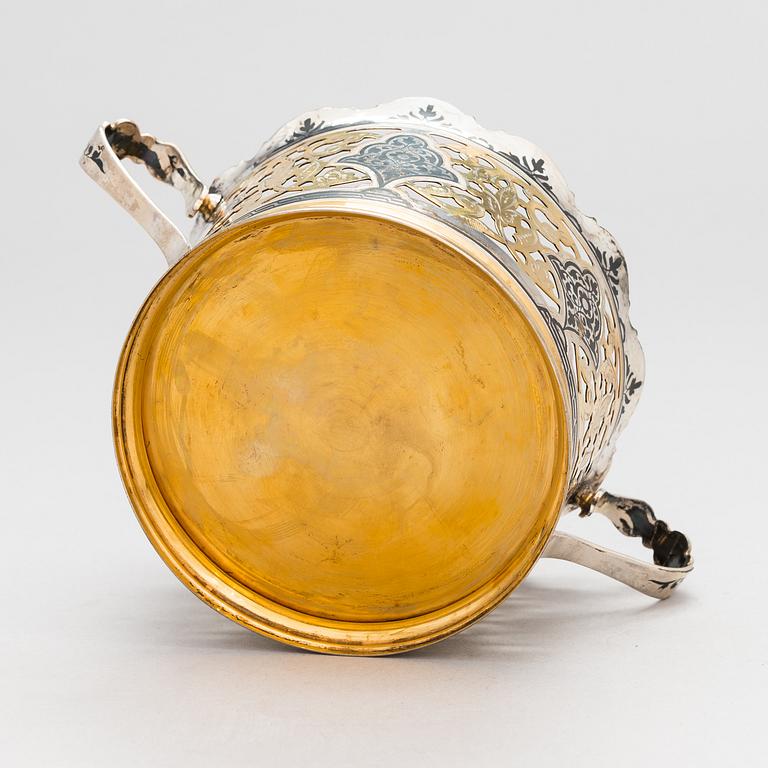 Servisdelar, 6 st, Kubachi, niello, silver, delvis förgyllt, Ryssland 1960-tal.