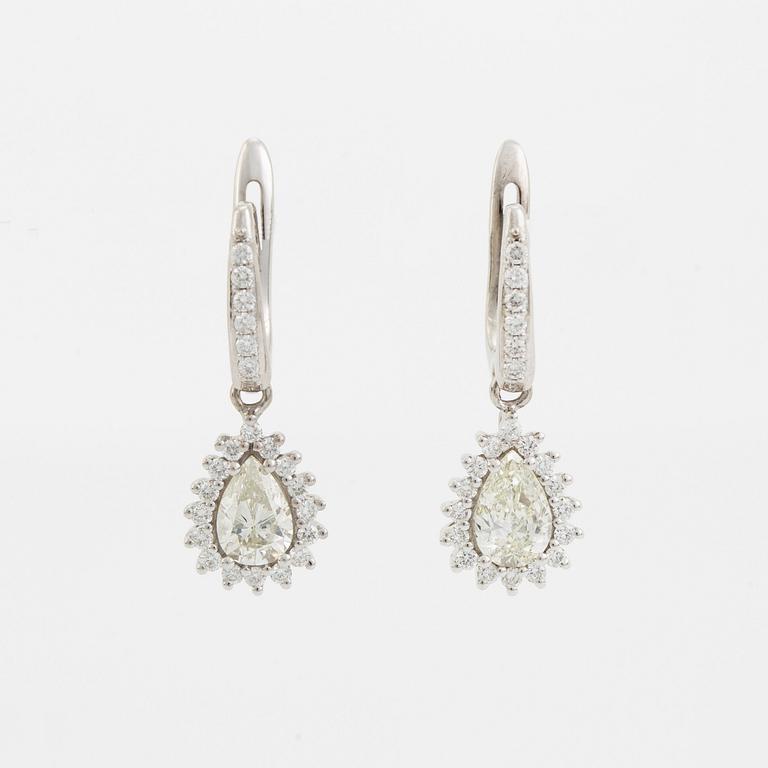 Pear shaped diamond earrings.