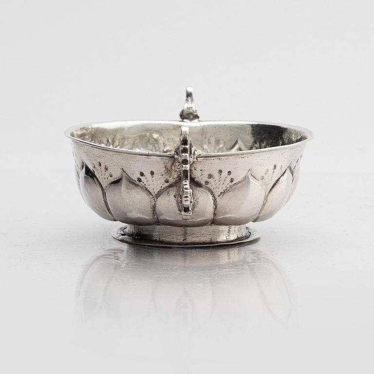 Johan Wallman, brännvinskål, silver, Varberg 1719. Barock.