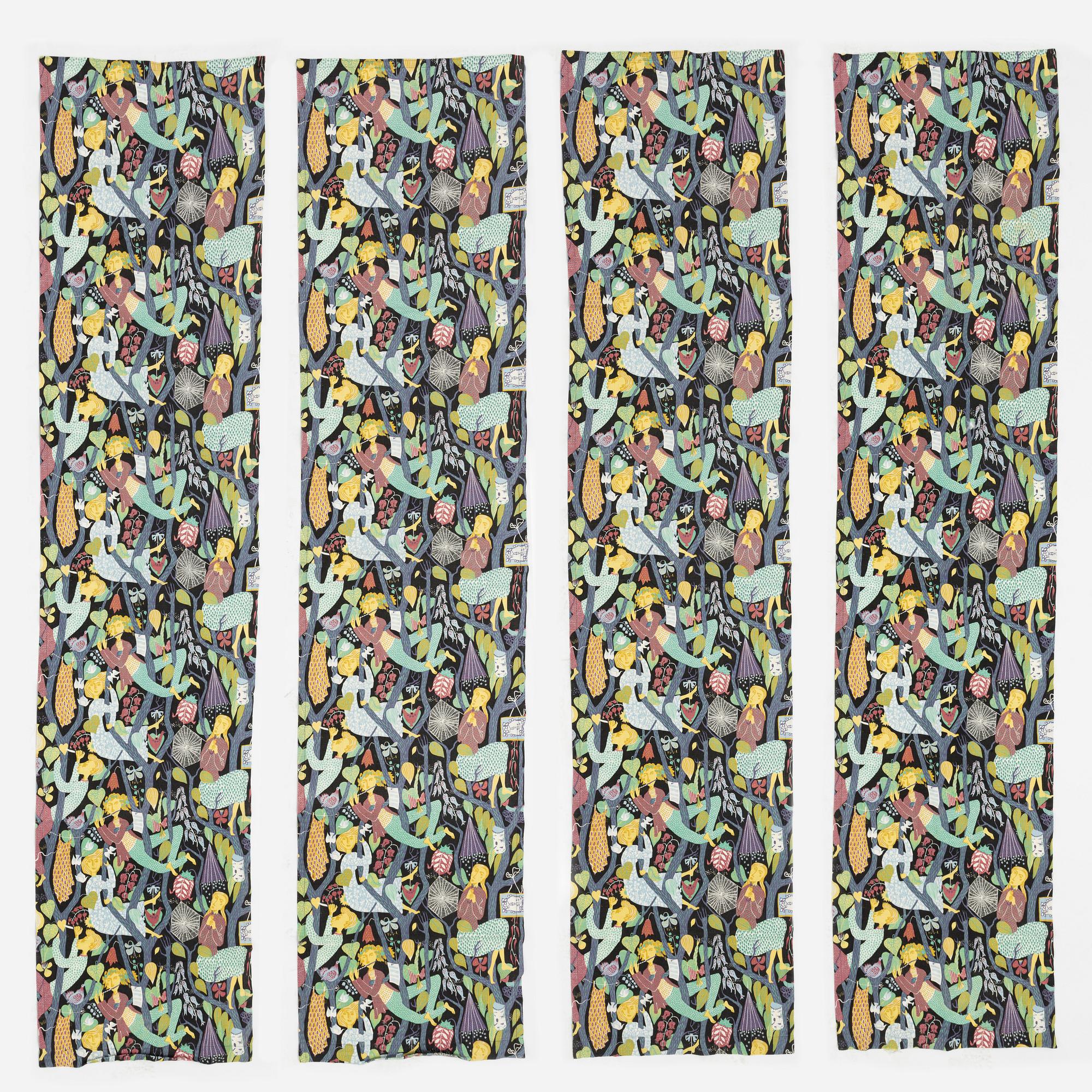 Stig Lindberg, gardiner, 4 st, "Melodi".