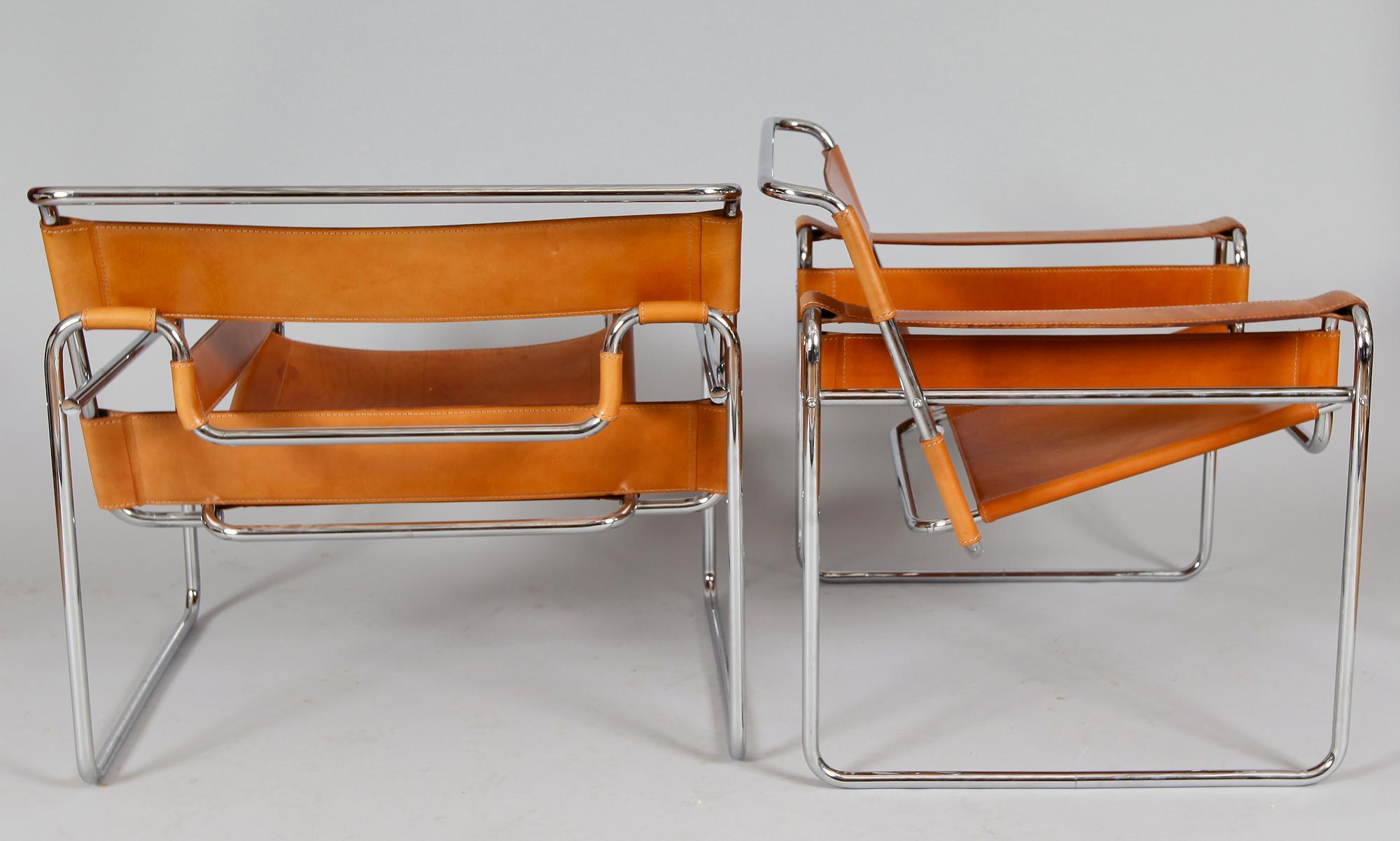 KARMSTOLAR, 1 par, efter Wassily av Marcel Breuer, Fasem, Italien, 1980-tal.