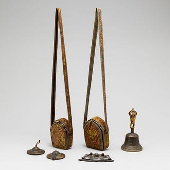 Six tibetan objects, 20th century.