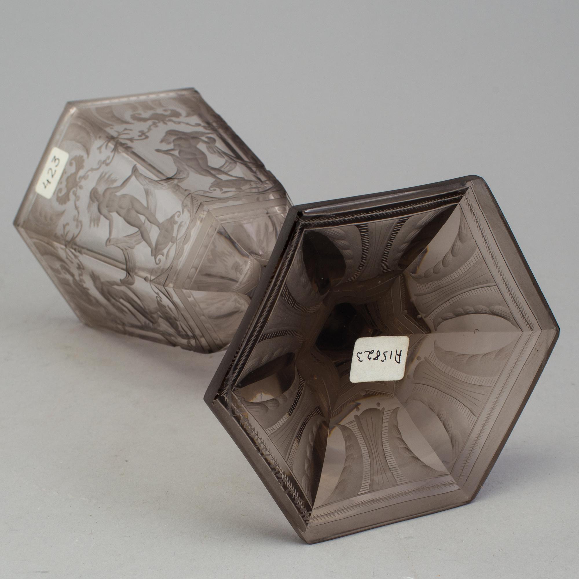 A glass goblet, Simon Gate, Orrefors 1925, named "Six Graces".