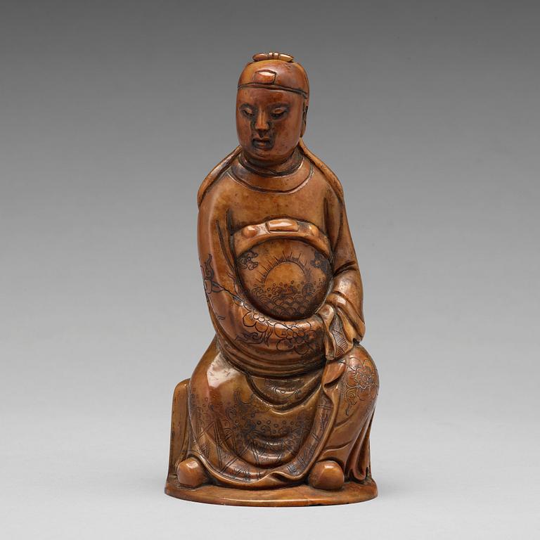 FIGURIN, soapstone. Sen Qingdynasti.