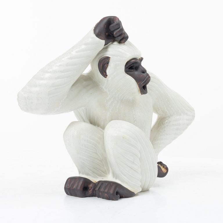 Gunnar Nylund, a figurine, in the form of a gibbon monkey, Rörstrand.