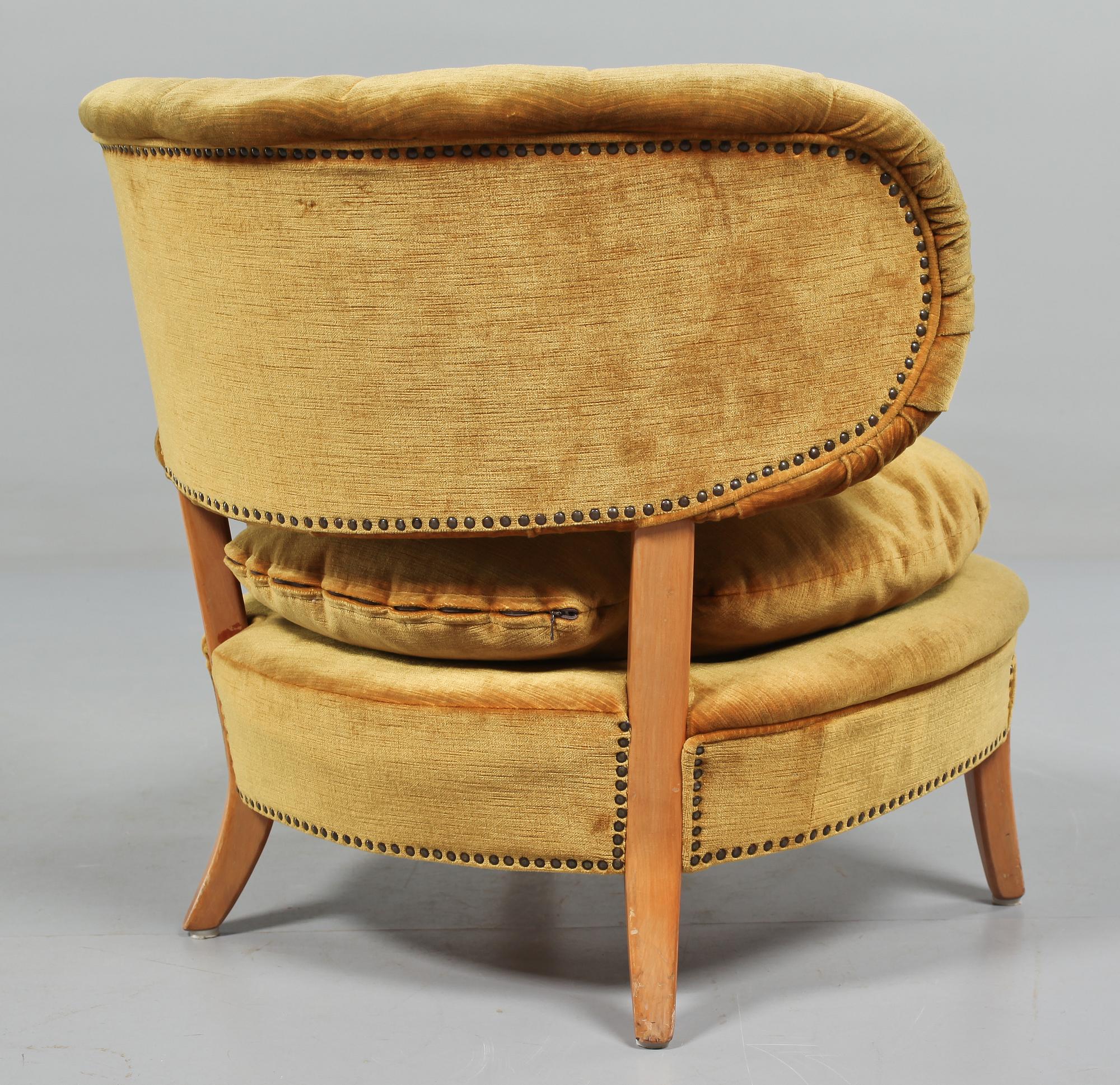 FÅTÖLJ, "Schulz", Otto Schulz, sannolikt för Jio Möbler, omkring 1900-talets mitt.