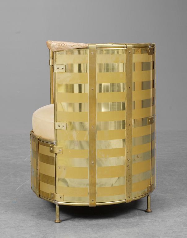 A Mats Theselius brass and birch easy chair, "El Dorado", Källemo, Sweden 2002.