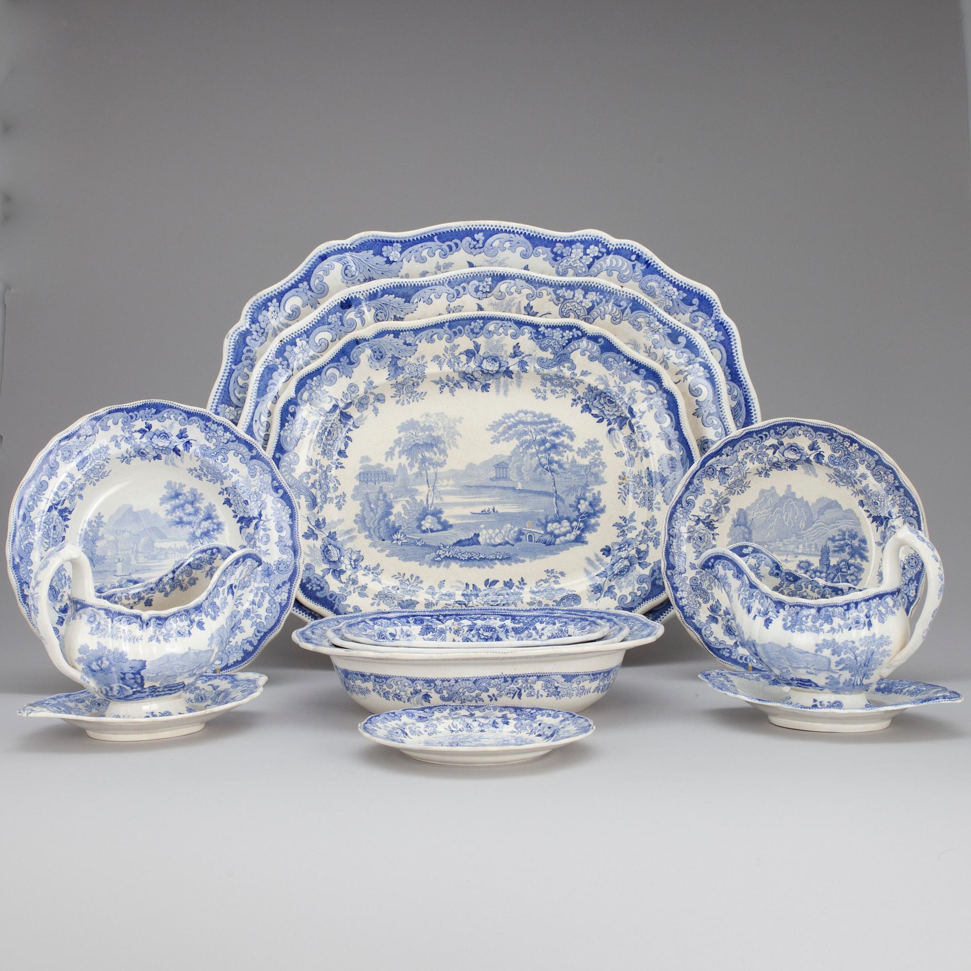 SERVIS, 49 delar, flintgods, Davenport, England 1800-tal.