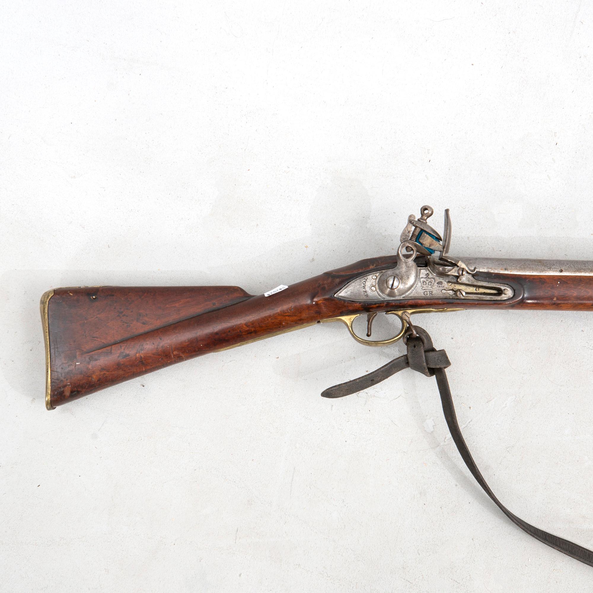 Flintlock musket, British model 1794 with bayonet, Swedish so-called subsidy rifle.