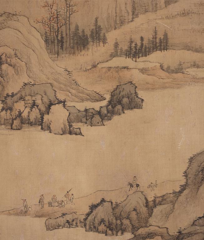 A Chinese scroll painting by anonymous artist, ink and colour on silk, Qing dynasty (1644-1912).