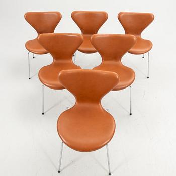 Arne Jacobsen, stolar, 6 st, "Sjuan", Fritz Hansen, Danmark.