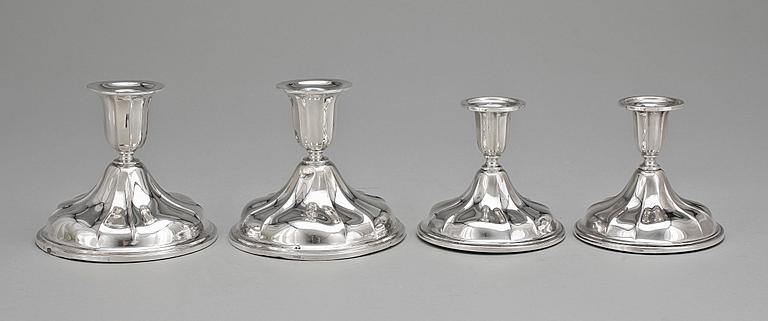 LJUSSTAKAR, 2 par, silver, bl a Norge 1900-tal.