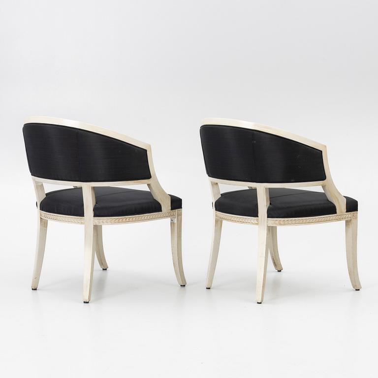 Karmstolar, ett par, sengustaviansk stil, 1900-talets andra hälft.